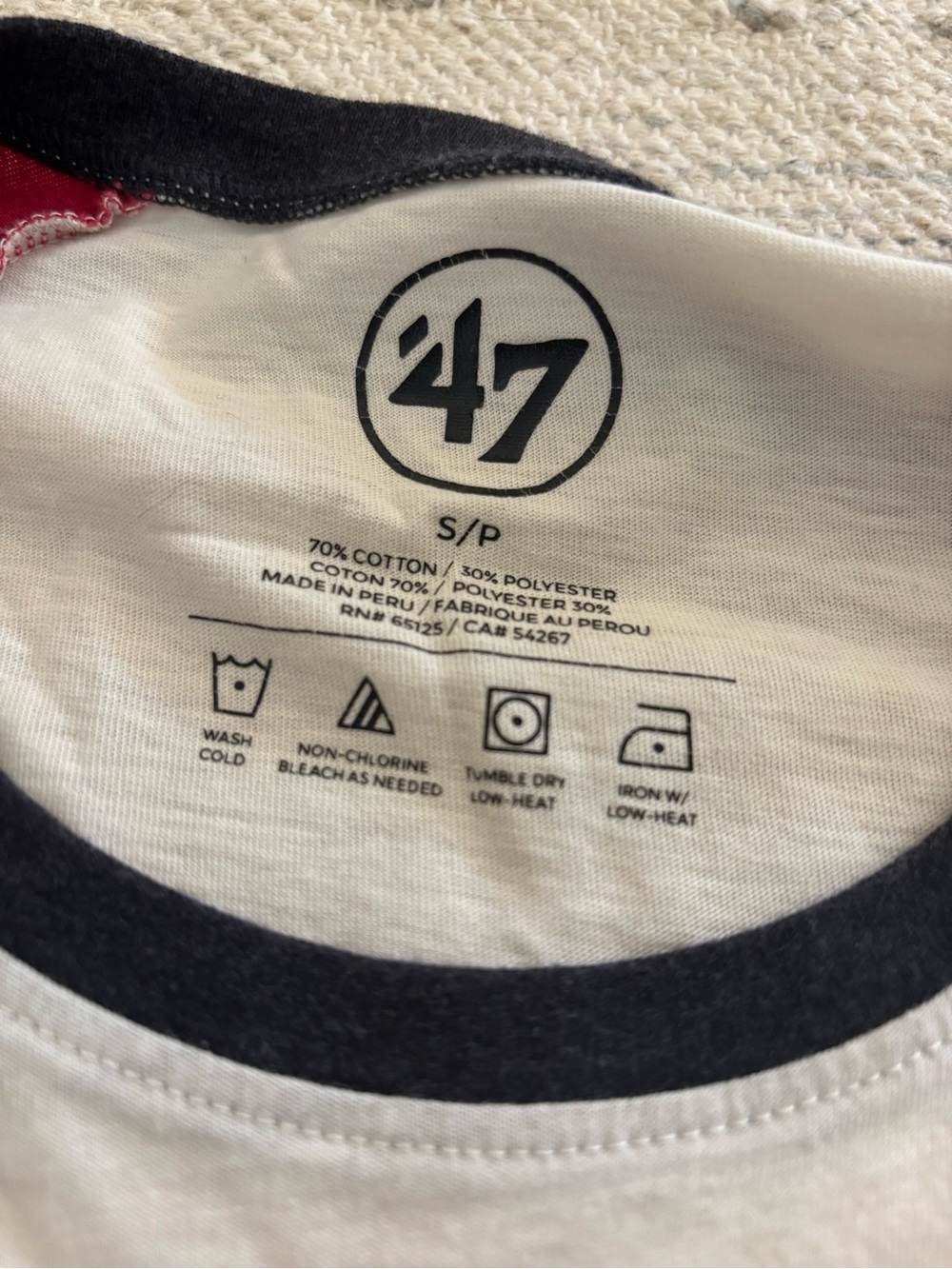 '47 Brand Houston Rockets Cream White and Red Raglan Tee - Picture 3 of 8